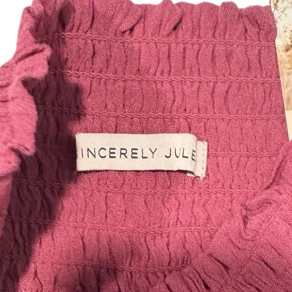 SINCERELY JULES Pretty Pink Smocked Waist Split Hem Wide Leg Pants NWT Medium - Picture 5 of 12